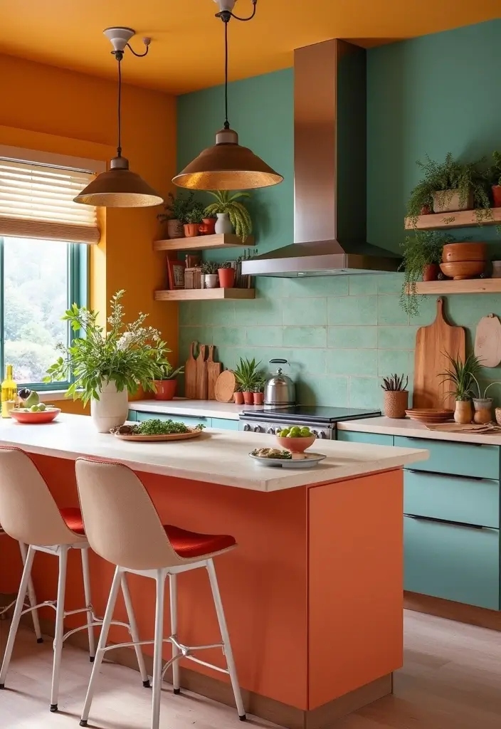 15 Elegant Kitchen Design Ideas That Elevate Your Home Instantly (You Won't Believe #3!) - 10. Colorful Accent Walls