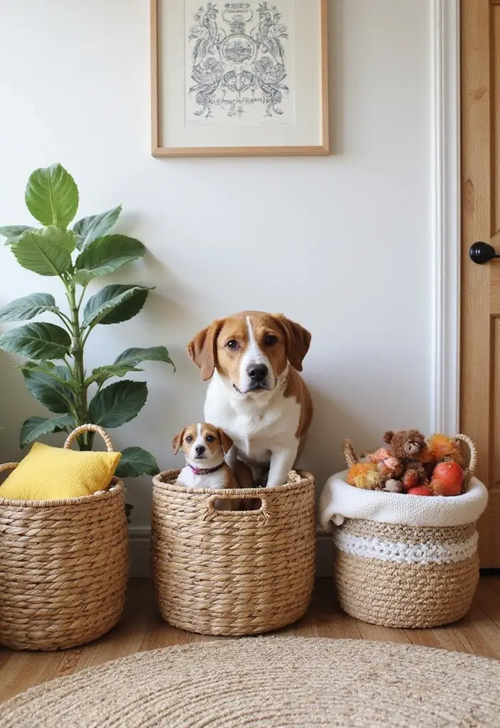 15 Genius Big Little Baskets Ideas That'll Transform Your Space in Minutes (You Won't Believe #3!) - 11. Chic Pet Storage
