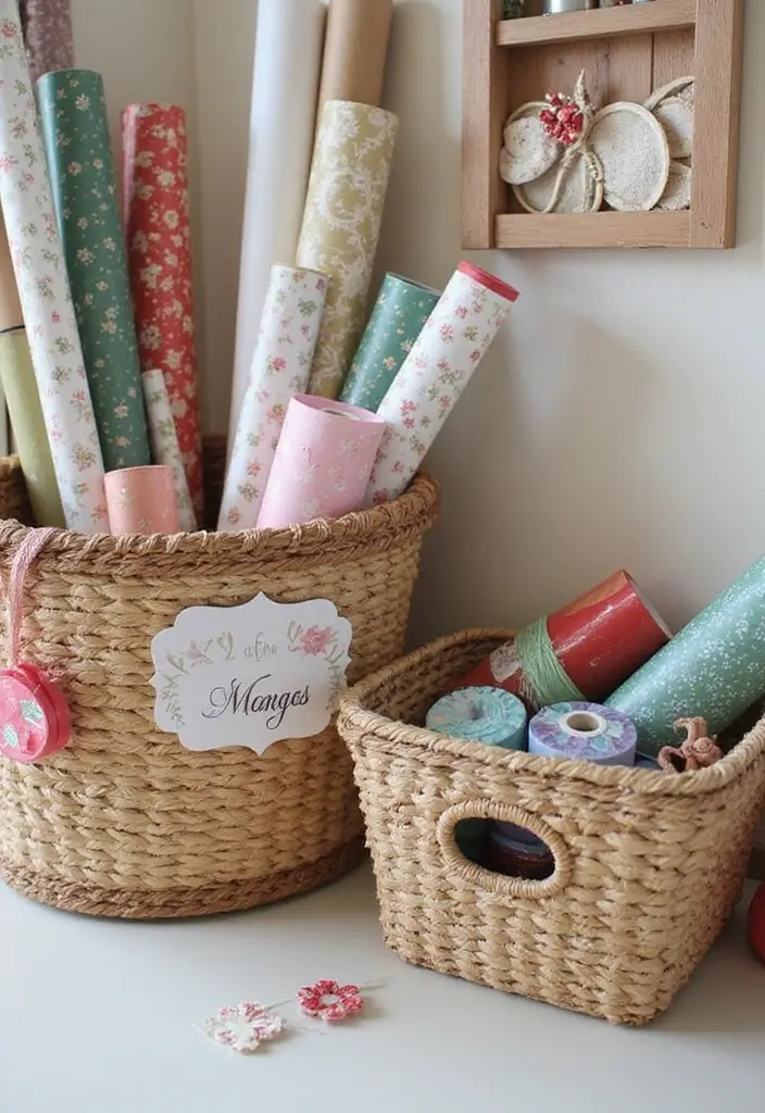 15 Genius Big Little Baskets Ideas That'll Transform Your Space in Minutes (You Won't Believe #3!) - 14. Creative Gift Wrapping Storage