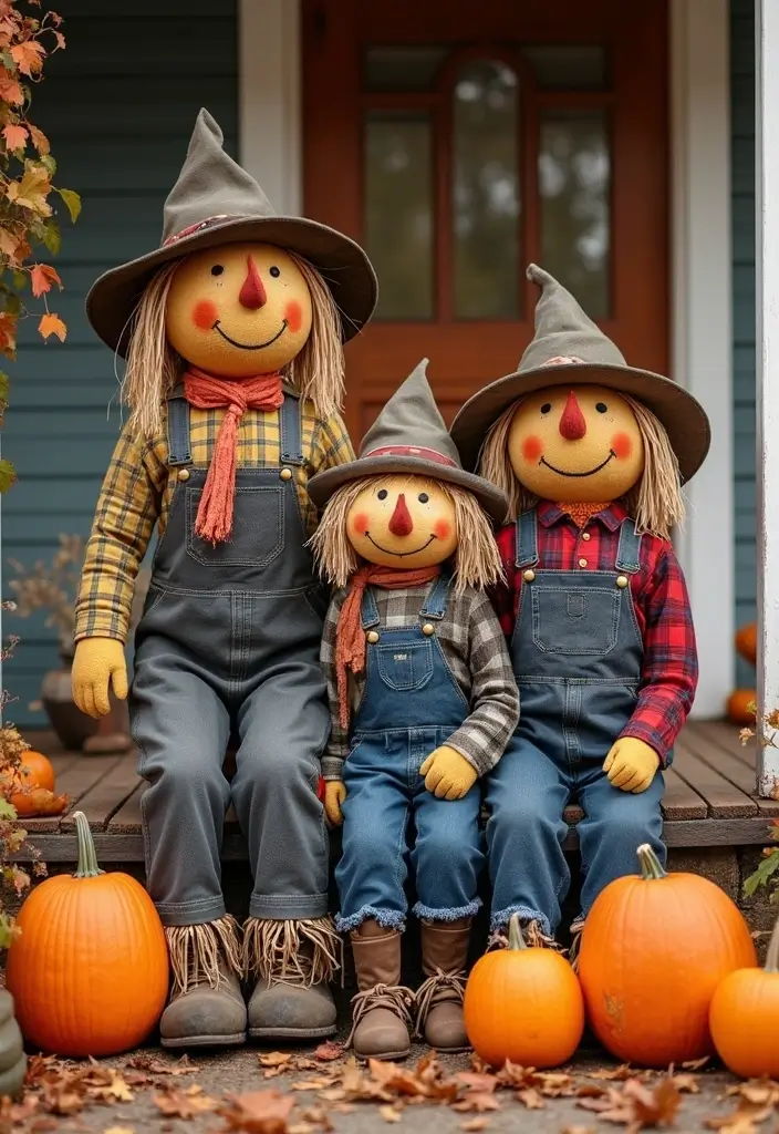 15 Jaw-Dropping DIY Scarecrow Decor Ideas That'll Make Your Fall Front Porch Pop (You Won't Believe #7!) - 2. Scarecrow Family