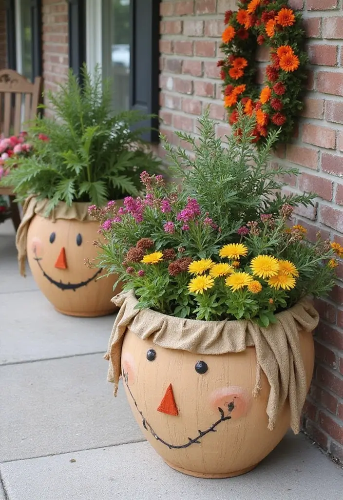 15 Jaw-Dropping DIY Scarecrow Decor Ideas That'll Make Your Fall Front Porch Pop (You Won't Believe #7!) - 3. Scarecrow Planters