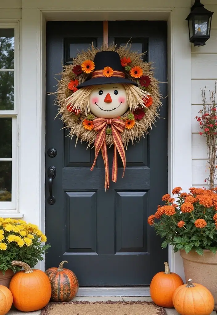 15 Jaw-Dropping DIY Scarecrow Decor Ideas That'll Make Your Fall Front Porch Pop (You Won't Believe #7!) - 5. Scarecrow Wreath