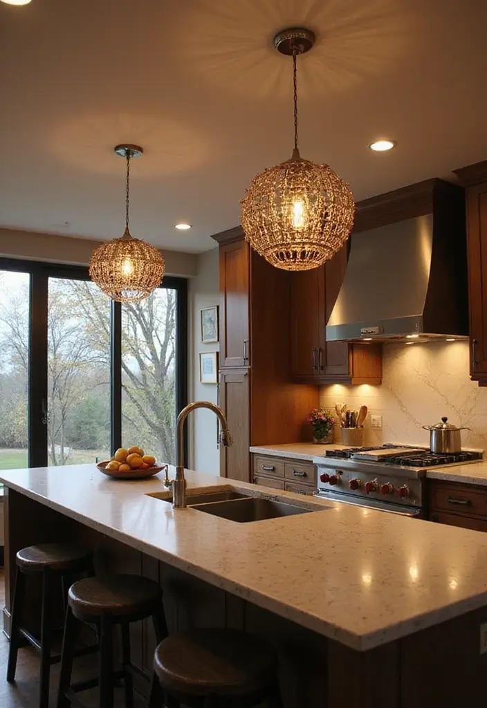 15 Stunning Kitchen Design Ideas That Will Transform Your Space Forever! - 6. Statement Lighting Fixtures