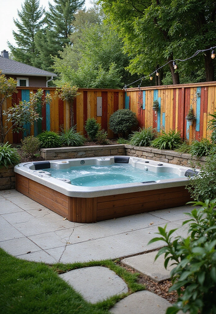 16 Creative Jacuzzi Privacy Ideas That'll Make Your Soak a Hidden Paradise! - 4. Artistic Garden Fencing