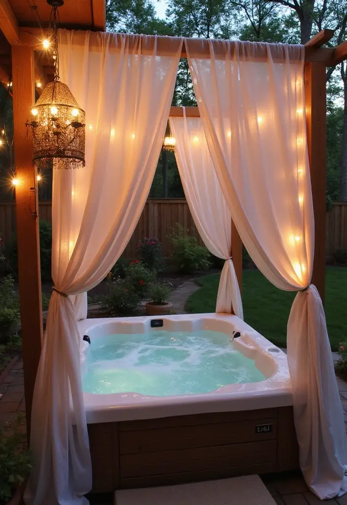 16 Creative Jacuzzi Privacy Ideas That'll Make Your Soak a Hidden Paradise! - 8. Privacy Curtains