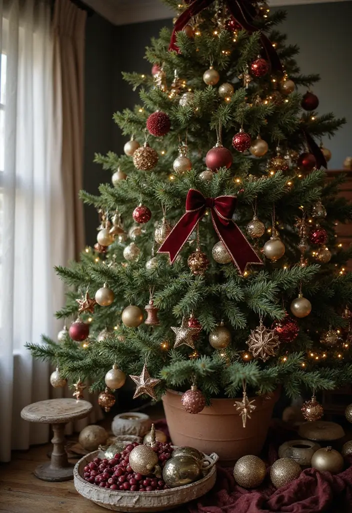 18 Elegant Christmas Trees That Make Your Living Room Look Luxe (No Expensive Fuss!) - 6. Vintage Glamour