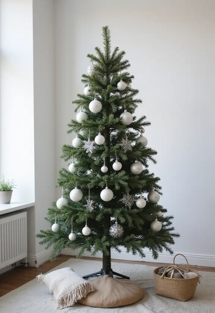 18 Elegant Christmas Trees That Make Your Living Room Look Luxe (No Expensive Fuss!) - 7. Minimalist Chic