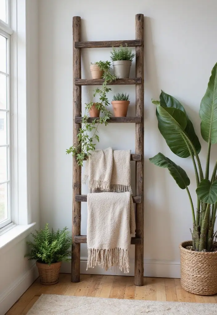 22 Clever DIY Home Improvement Tips for Renters That Won't Damage Walls - 12. Ladder Displays