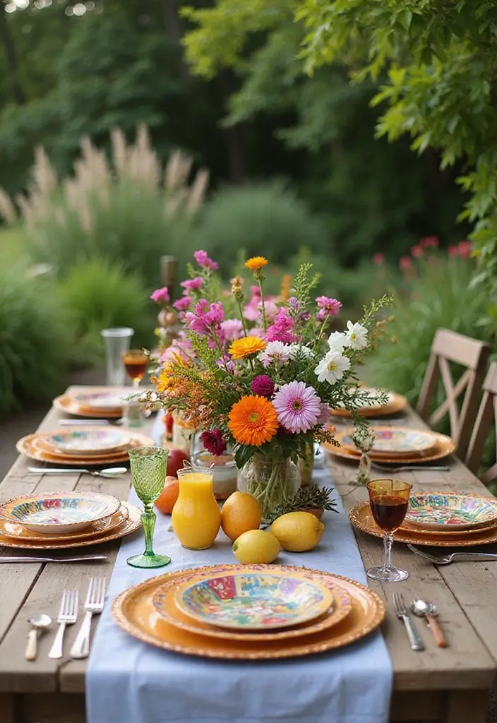 22 Color-Pilled Seasonal Table Settings That Make Your Tablescape Pop - 11. Garden Party: Fresh and Floral