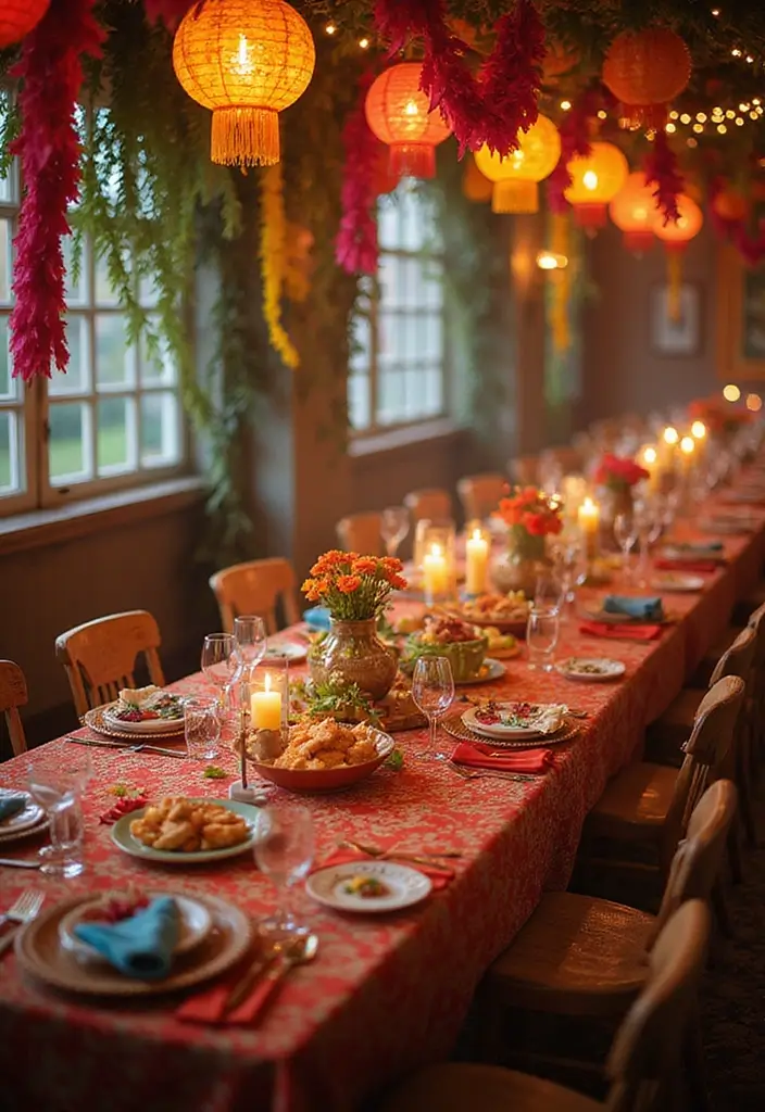 22 Color-Pilled Seasonal Table Settings That Make Your Tablescape Pop - 12. Festival of Lights: Colorful Celebrations