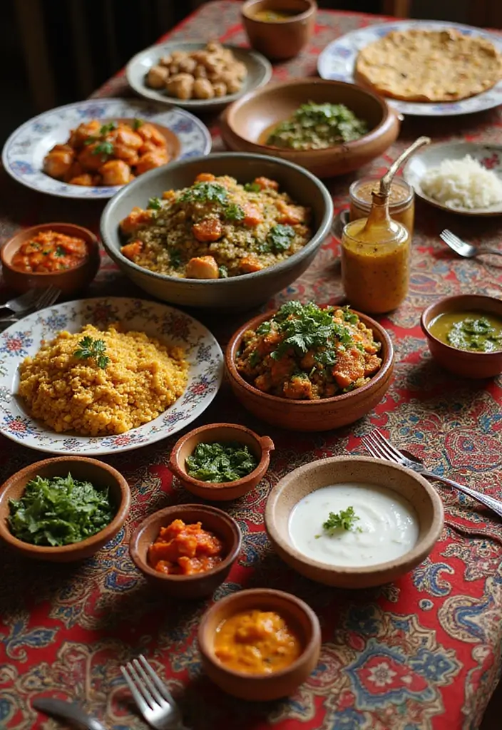 22 Color-Pilled Seasonal Table Settings That Make Your Tablescape Pop - 16. Festive Fusion: Cultural Inspirations