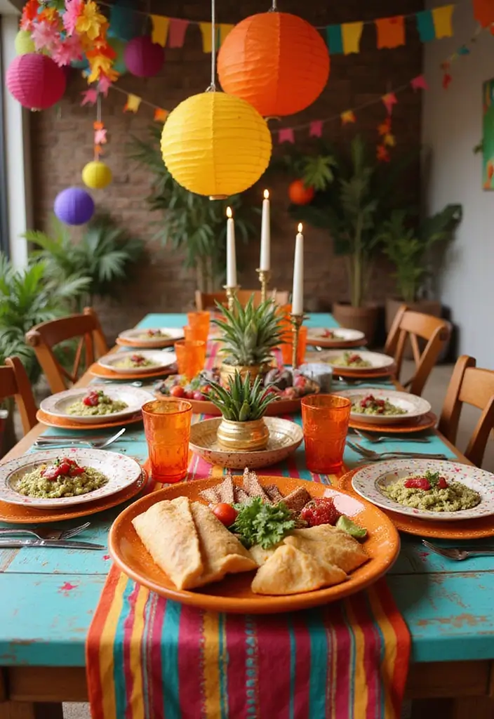 22 Color-Pilled Seasonal Table Settings That Make Your Tablescape Pop - 19. Fun Fiesta: Bright and Cheery