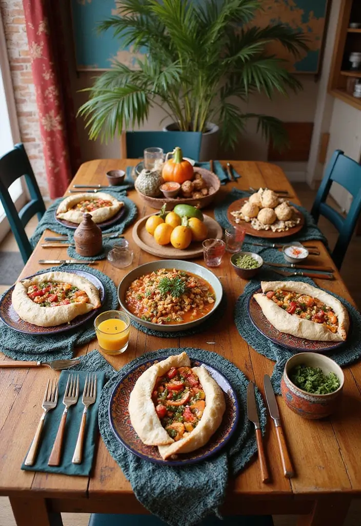 22 Color-Pilled Seasonal Table Settings That Make Your Tablescape Pop - 21. Travel Inspired: Global Colors