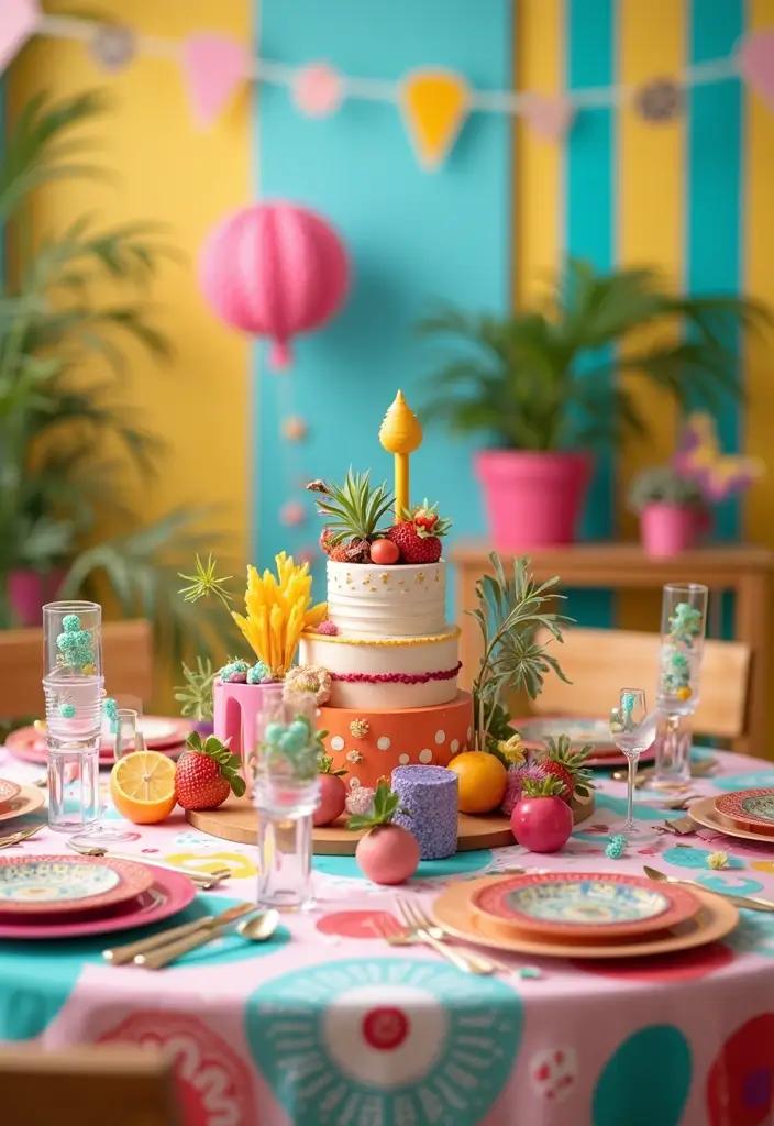 22 Color-Pilled Seasonal Table Settings That Make Your Tablescape Pop - 8. Playful Patterns: Whimsical Design