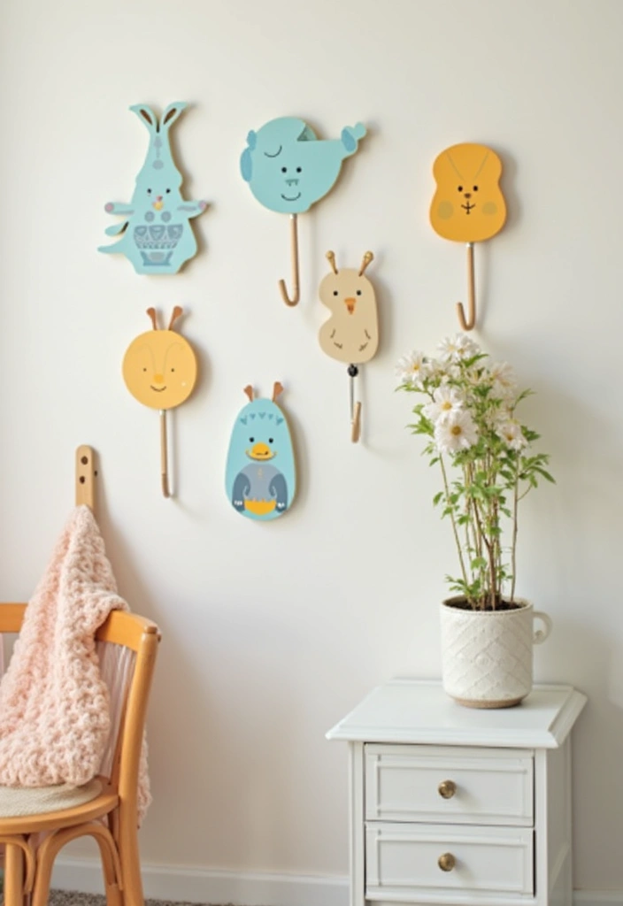 22 Fun Kids' Room Decor Ideas That’ll Spark Imagination (Parents Will Love #15!) - 15. Playful Wall Hooks