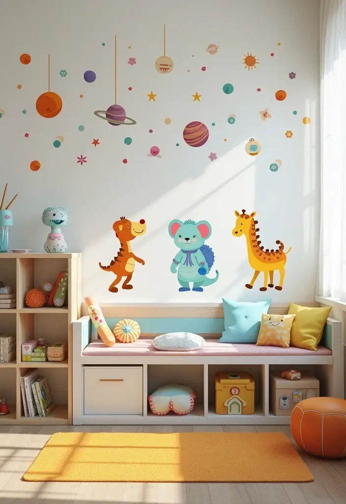 22 Fun Kids' Room Decor Ideas That’ll Spark Imagination (Parents Will Love #15!) - 6. Interactive Wall Decals