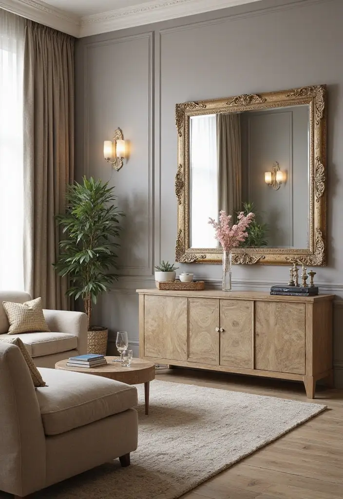 25 Designer-Inspired Home Decor Ideas for Living Room and Kitchen on Any Budget - 8. Elegant Mirrors
