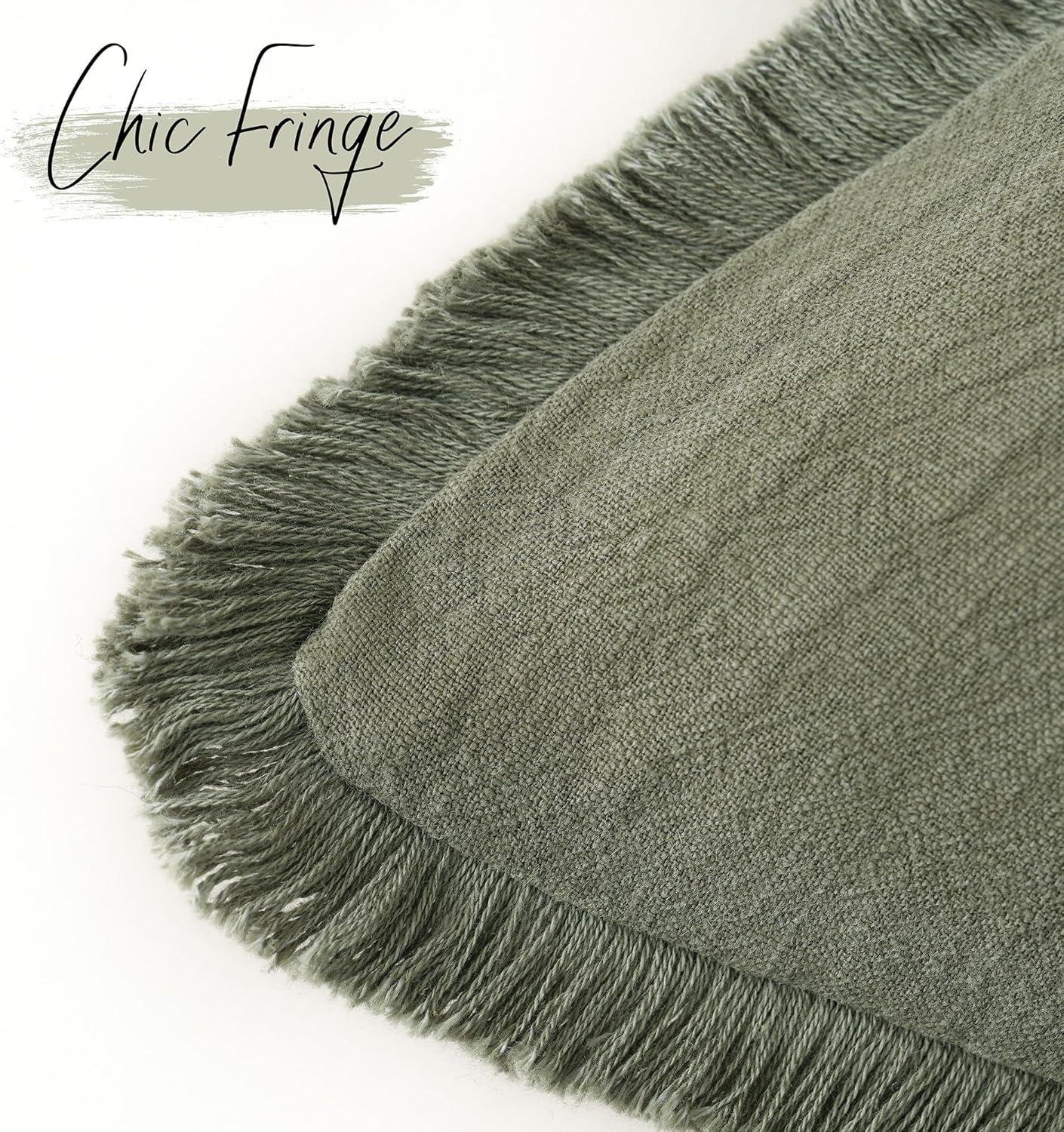 We Love These Cozy Olive Green Fringe Pillow Covers!