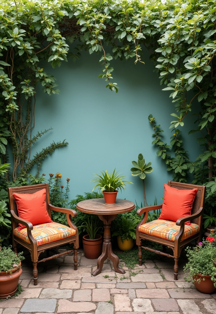 Over the Garden Wall Wallpaper: 12 Cozy Outdoor Decor Ideas to Elevate Your Space - 4. Vintage Furniture Pieces