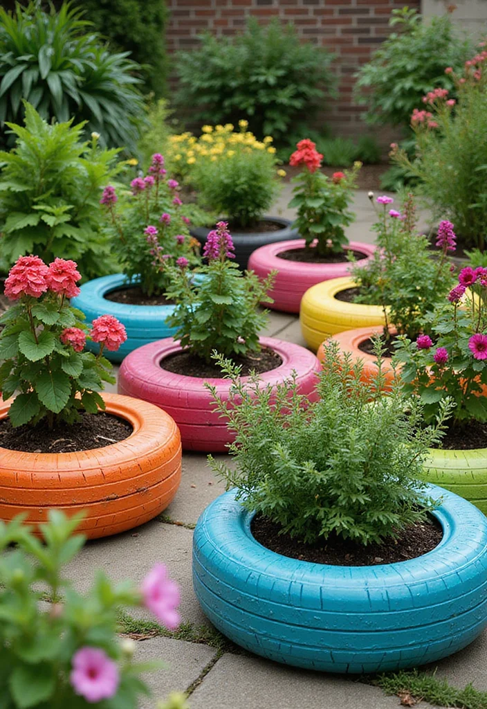 14 Creative DIY Garden Decor Ideas That'll Make Your Neighbors Jealous (Check Out #10!) - 1. Upcycled Tire Planters