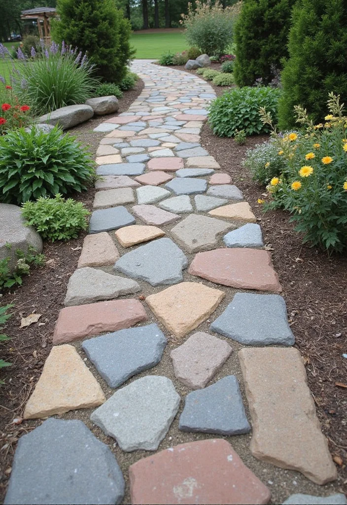14 Creative DIY Garden Decor Ideas That'll Make Your Neighbors Jealous (Check Out #10!) - 13. Garden Pathway Stones
