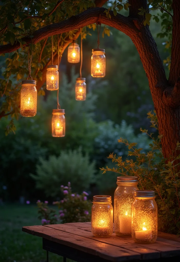 14 Creative DIY Garden Decor Ideas That'll Make Your Neighbors Jealous (Check Out #10!) - 2. Mason Jar Lanterns