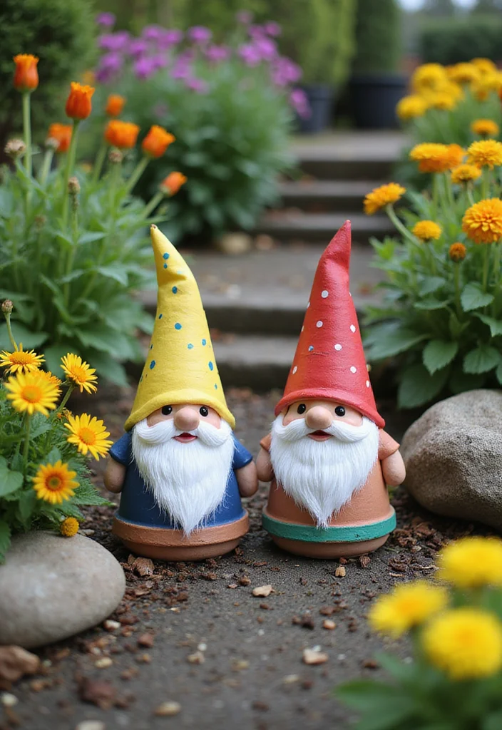 14 Creative DIY Garden Decor Ideas That'll Make Your Neighbors Jealous (Check Out #10!) - 5. Whimsical Garden Gnomes