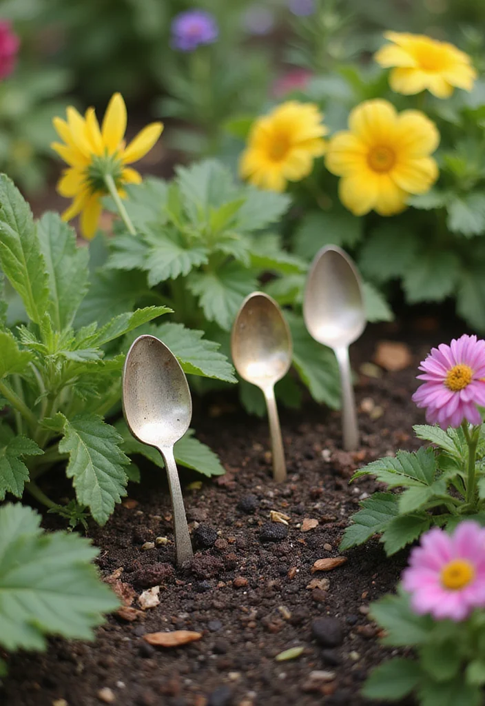 14 Creative DIY Garden Decor Ideas That'll Make Your Neighbors Jealous (Check Out #10!) - 6. Vintage Spoon Markers