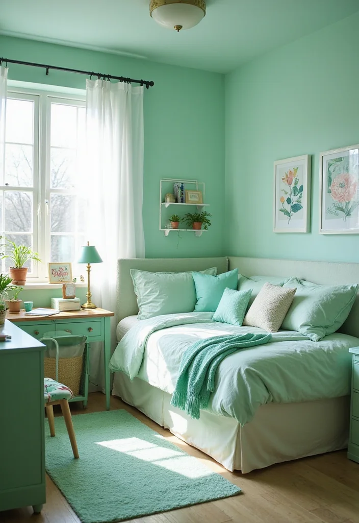 15 Dorm Room Colors That Will Transform Your Space Into a Cozy Oasis (You Won't Believe #9!) - 6. Fresh Mint Green 1