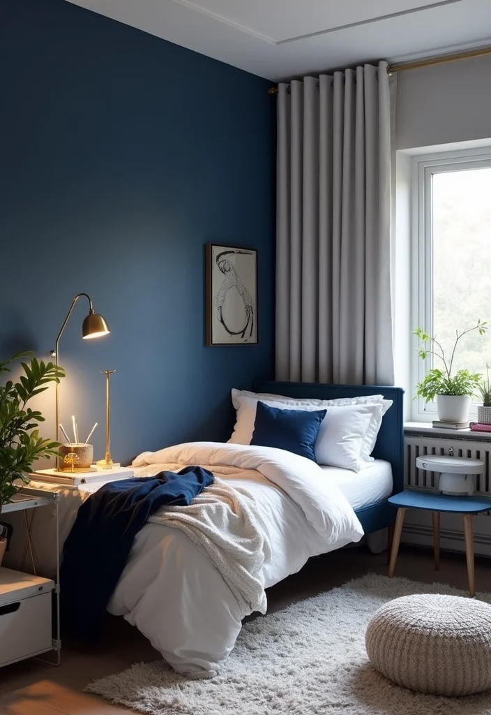 15 Dorm Room Colors That Will Transform Your Space Into a Cozy Oasis (You Won't Believe #9!) - 8. Bold Navy Blue 1