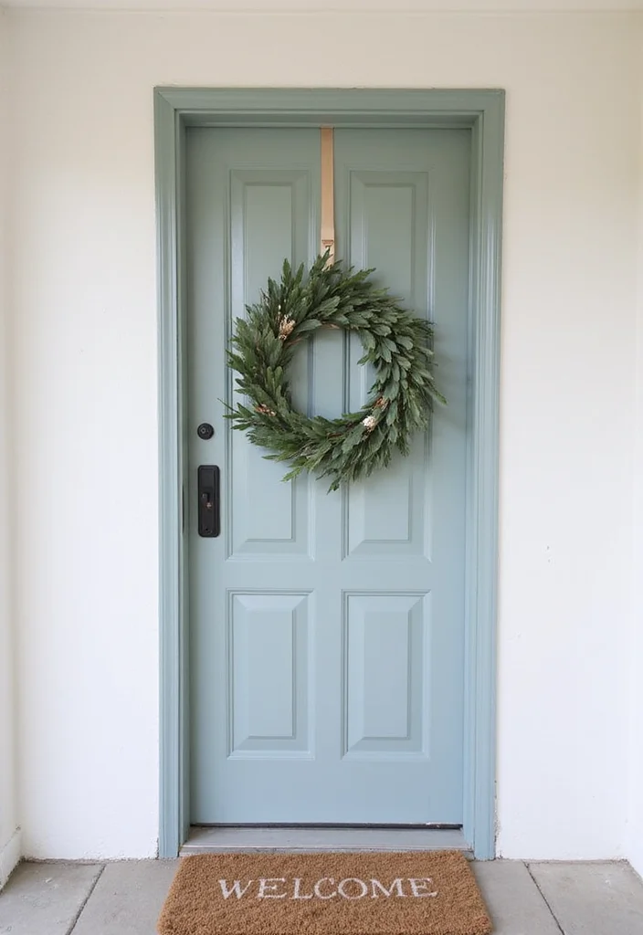 18 Trendy Christmas Front Door Decorations You Need to Try This Year (Warning: #5 Is a Total Game-Changer!) - 1. Minimalist Greenery Wreaths