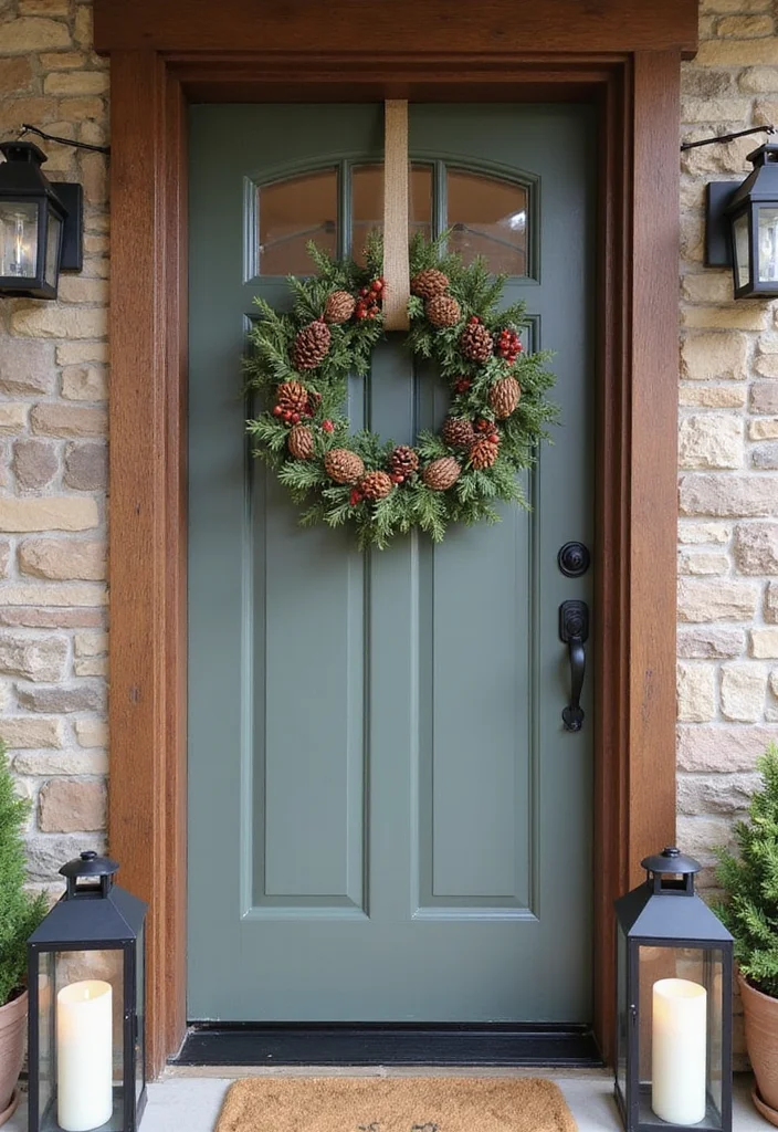 18 Trendy Christmas Front Door Decorations You Need to Try This Year (Warning: #5 Is a Total Game-Changer!) - 4. Rustic Charm with Natural Materials