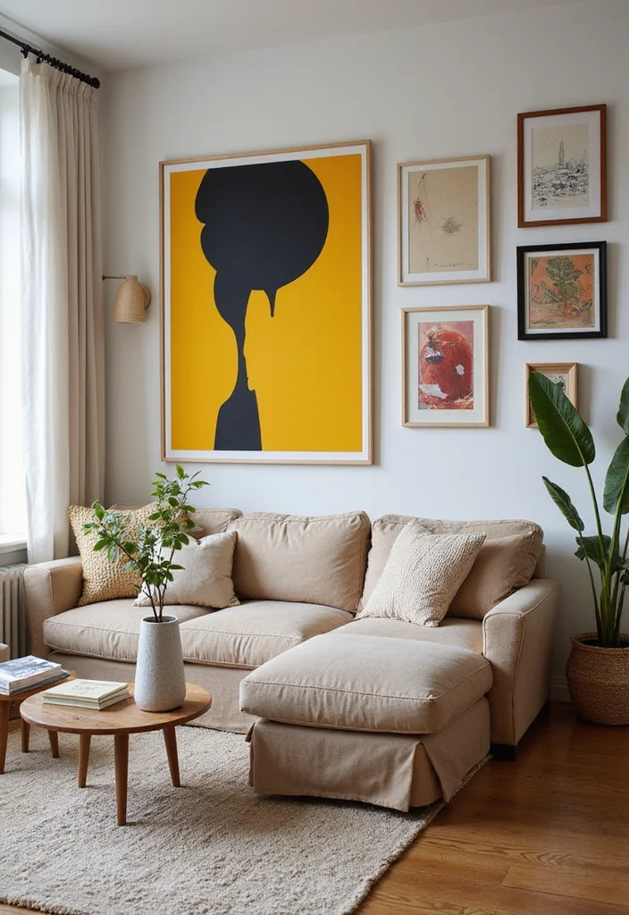20 Cozy Living Room Ideas That'll Make You Never Want to Leave Home! - 12. Bold Artwork