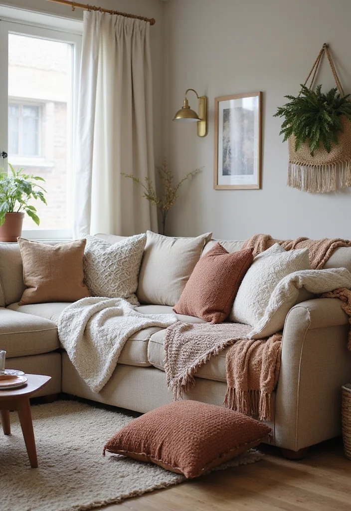 20 Cozy Living Room Ideas That'll Make You Never Want to Leave Home! - 13. Comfy Throws and Pillows