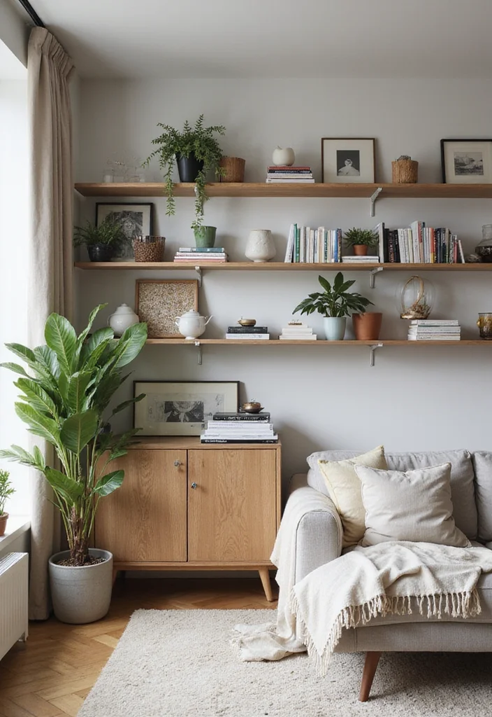 20 Cozy Living Room Ideas That'll Make You Never Want to Leave Home! - 14. Open Shelving