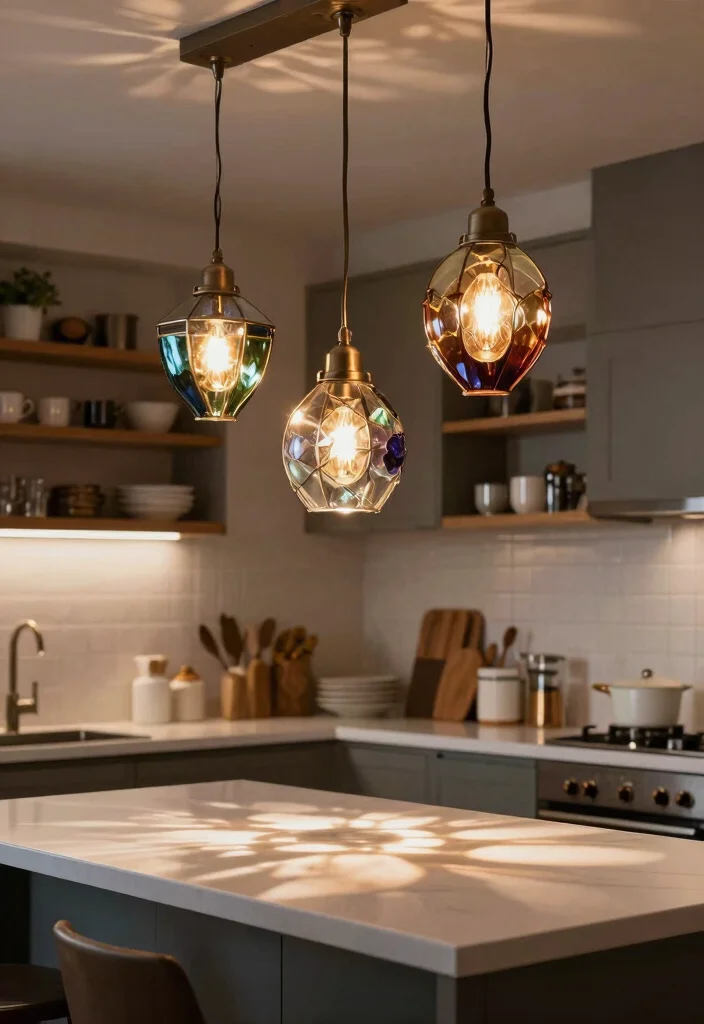 20 Under-Cabinet Lighting Styles That Will Elevate Your Home Decor (Don't Miss #16!) - 11. Artistic Pendant Lights 1