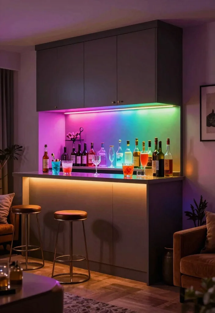 20 Under-Cabinet Lighting Styles That Will Elevate Your Home Decor (Don't Miss #16!) - 13. Under-Cabinet Bar Lighting 1