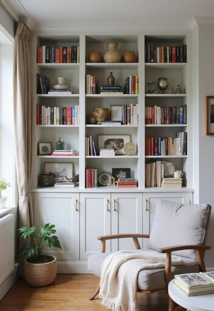 21 Cozy Living Room Ideas That'll Make You Want to Stay In Forever! - 13. Built-In Shelving
