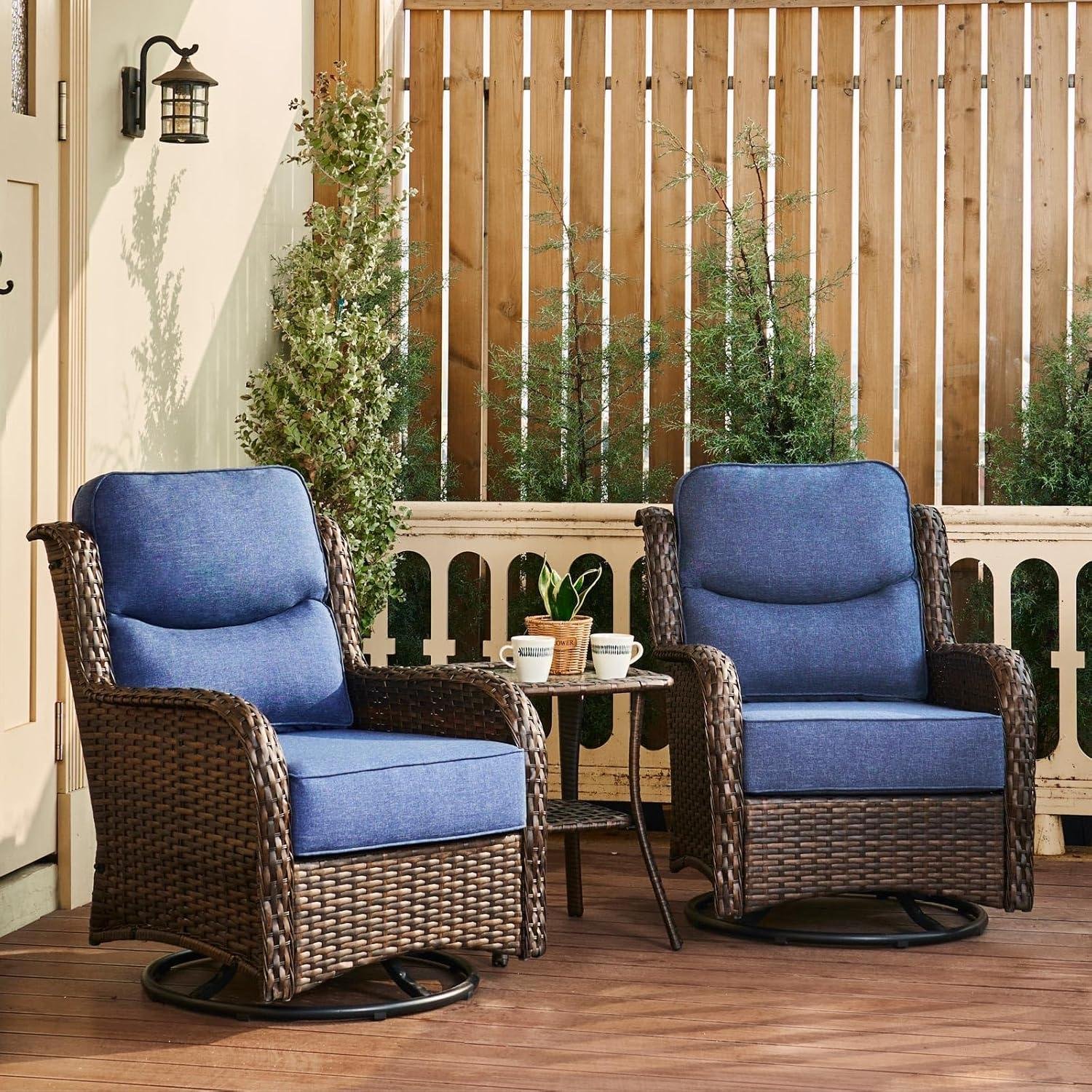 Our Review of HILLGA Blue Swivel Rocker Patio Chairs with Cushions