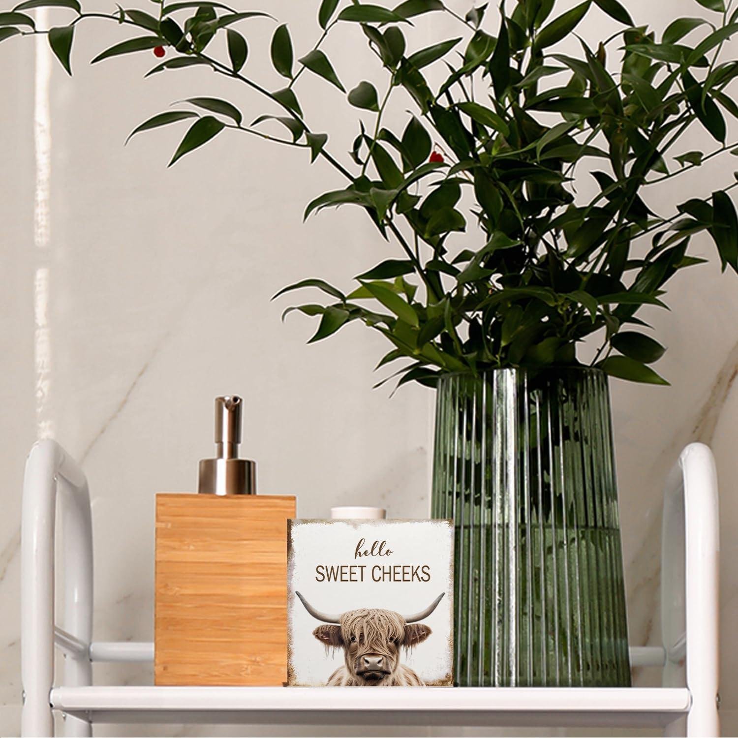 Our Take on the Charming Highland Cow Bathroom Sign