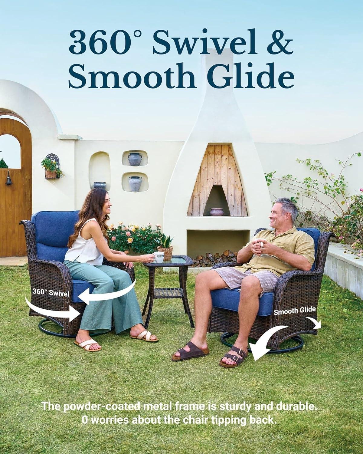 Our Review of HILLGA Blue Swivel Rocker Patio Chairs with Cushions