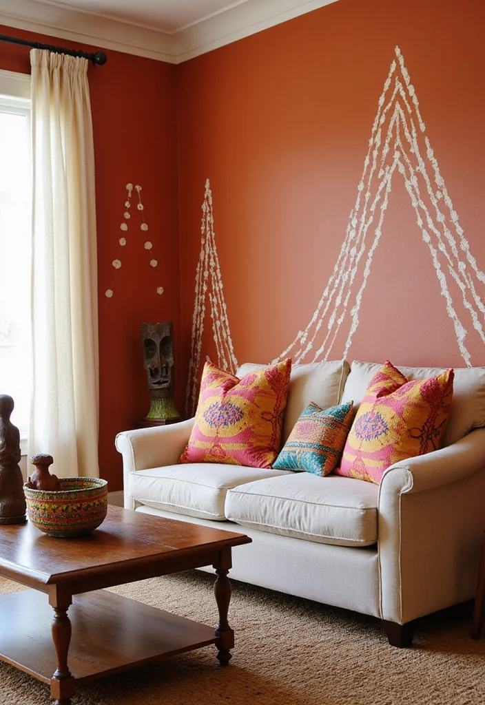 12 Afrohemian Living Room Decor Ideas That'll Make Your Space Pop! - 1. Colorful Accent Walls 1