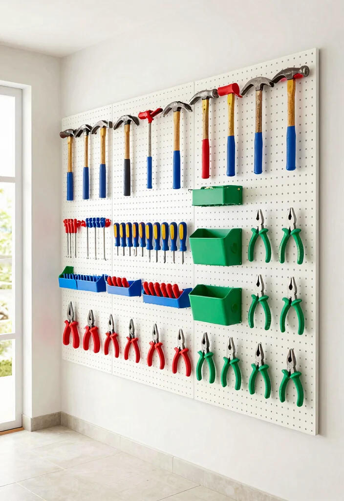 15 Insanely Clever Pegboard Wall Ideas for Garage Storage That Will Make You Say 'Why Didn't I Think of That?' - 1. Color-Coded Tool Organization 1