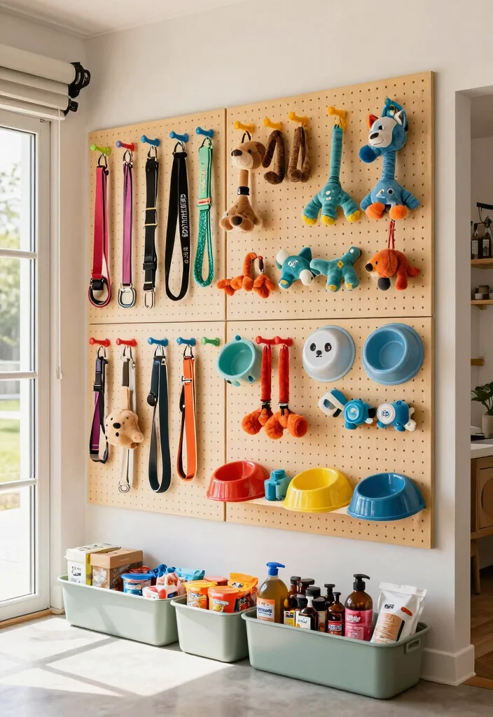 15 Insanely Clever Pegboard Wall Ideas for Garage Storage That Will Make You Say 'Why Didn't I Think of That?' - 12. Pet Supplies Corner 1