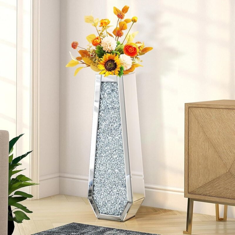 Our Review: Stunning 30″ Silver Crushed Diamond Floor Vase for Home Decor