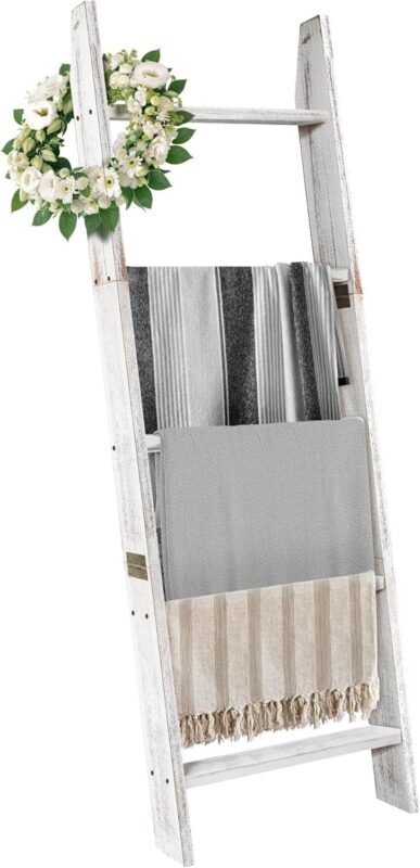 We Tried This 5-Tier Farmhouse Blanket Ladder for Our Home