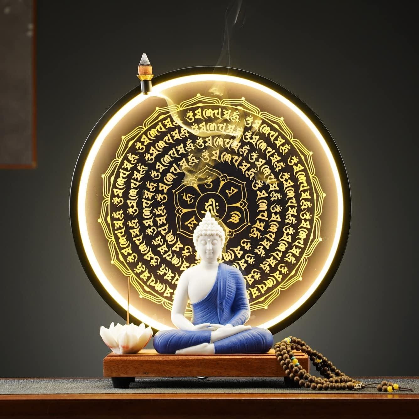 Our Review of the Houlu Blue Buddha Statue with LED Ring Lamp