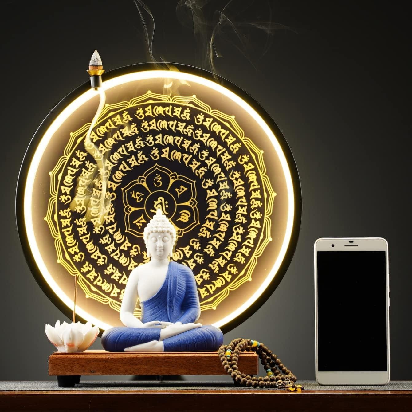 Our Review of the Houlu Blue Buddha Statue with LED Ring Lamp
