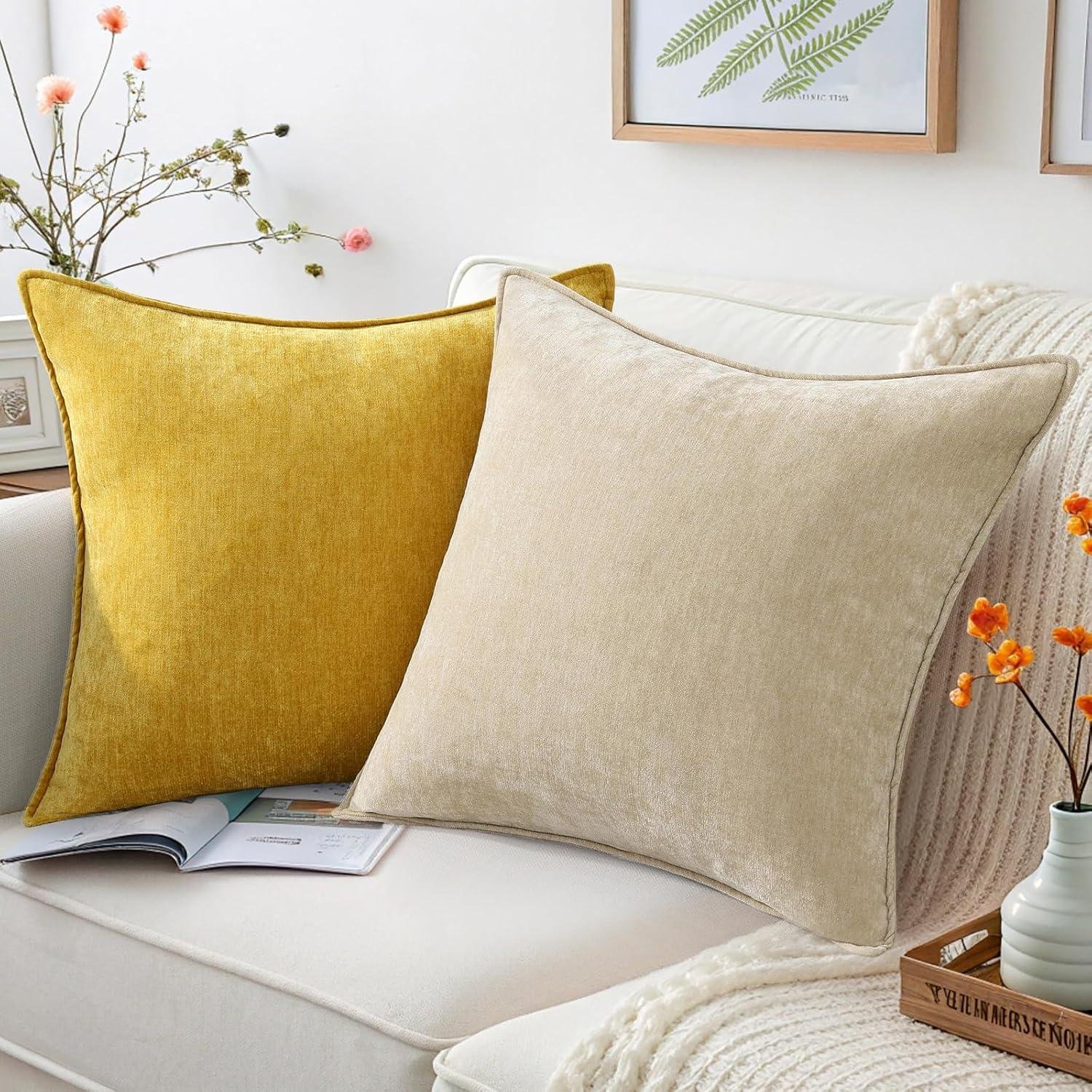 We Tested These Luxurious Beige Chenille Pillow Covers