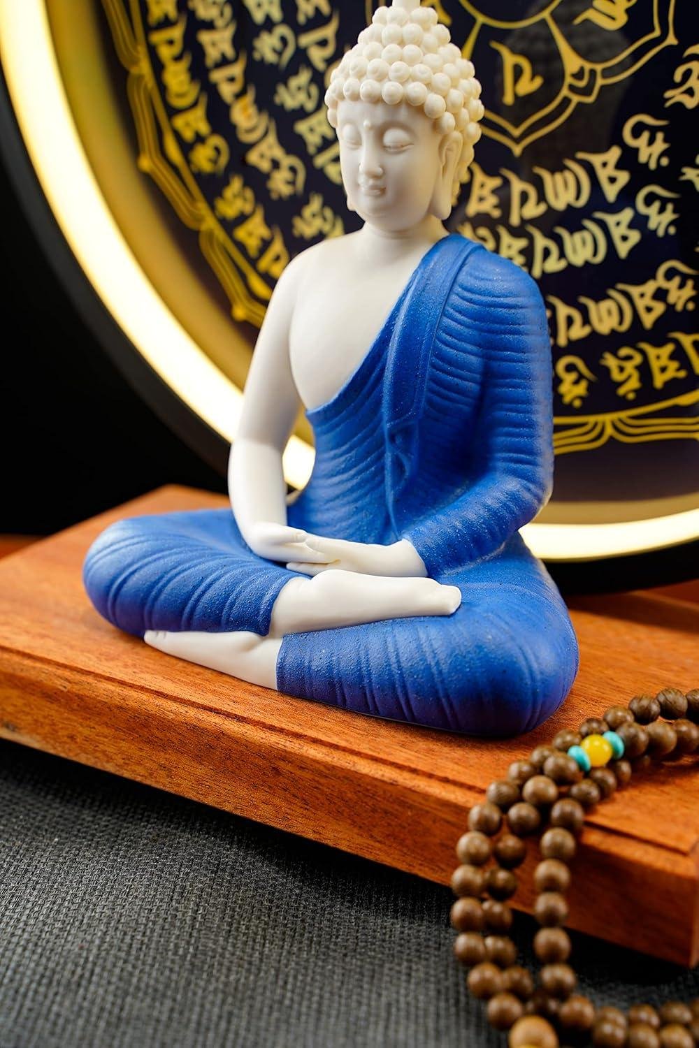 Our Review of the Houlu Blue Buddha Statue with LED Ring Lamp